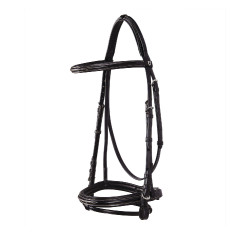 Bride anglaise en cuir avec broderies Deco Equestro Marron foncé Bride anglaise en cuir avec broderies Deco Equestro Marron foncé