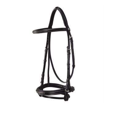 Bride anglaise en cuir avec broderies Deco Equestro Marron foncé Bride anglaise en cuir avec broderies Deco Equestro Marron foncé