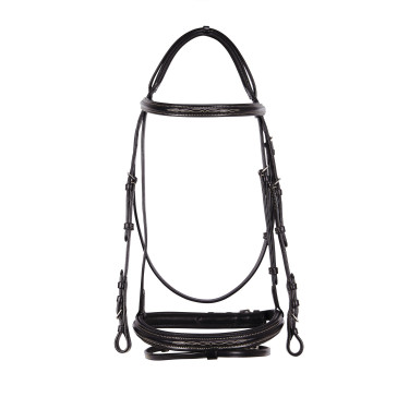 Bride anglaise en cuir avec broderies Deco Equestro Marron foncé Bride anglaise en cuir avec broderies Deco Equestro Marron foncé