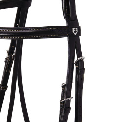 Bride anglaise en cuir avec broderies Deco Equestro Marron foncé Bride anglaise en cuir avec broderies Deco Equestro Marron foncé