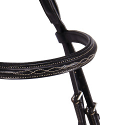 Bride anglaise en cuir avec broderies Deco Equestro Marron foncé Bride anglaise en cuir avec broderies Deco Equestro Marron foncé