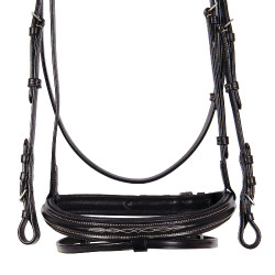 Bride anglaise en cuir avec broderies Deco Equestro Marron foncé Bride anglaise en cuir avec broderies Deco Equestro Marron foncé