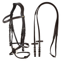 Bride anatomique en cuir mexicain Equestro Marron foncé