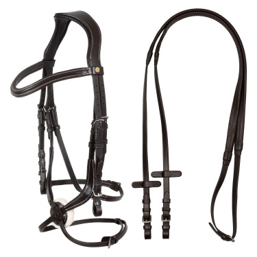 Bride anatomique en cuir mexicain Equestro Marron foncé Bride anatomique en cuir mexicain Equestro Marron foncé