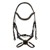 Bride anatomique en cuir mexicain Equestro Marron foncé