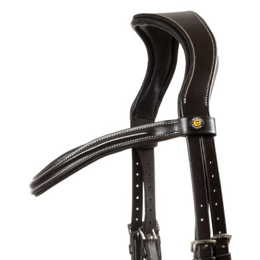 Bride anatomique en cuir mexicain Equestro Marron foncé Bride anatomique en cuir mexicain Equestro Marron foncé