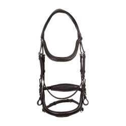 Bride anatomique avec surpiqûres contrastantes Micklem Equestro Marron foncé
