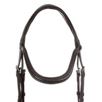 Bride anatomique avec surpiqûres contrastantes Micklem Equestro Marron foncé