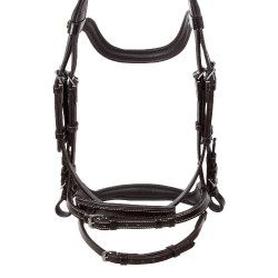 Bride anatomique avec surpiqûres contrastantes Micklem Equestro Marron foncé
