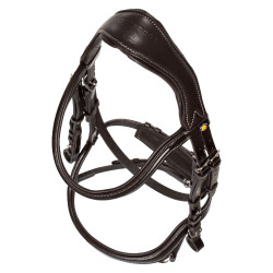 Bride anatomique avec surpiqûres contrastantes Micklem Equestro Marron foncé