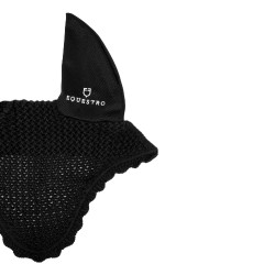 Bonnet anti-mouches poney en coton avec oreilles élastiques Equestro Noir