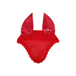 Bonnet anti-mouches poney en coton avec oreilles élastiques Equestro Rouge