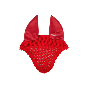 Bonnet anti-mouches poney en coton avec oreilles élastiques Equestro Rouge