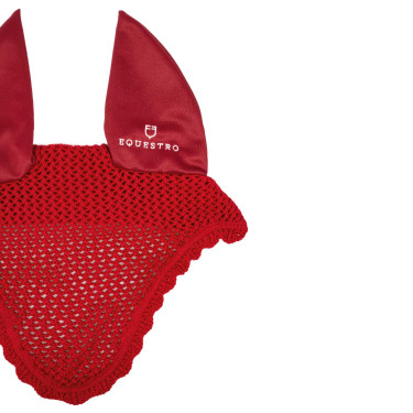 Bonnet anti-mouches poney en coton avec oreilles élastiques Equestro Rouge