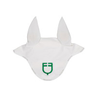 Bonnet anti-mouches en tissu technique avec logo multicolore Equestro Blanc / blanc / vert patriote