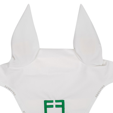 Bonnet anti-mouches en tissu technique avec logo multicolore Equestro Blanc / blanc / vert patriote