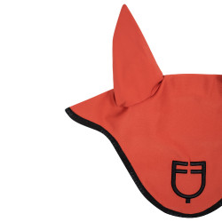 Bonnet anti-mouches en tissu technique avec logo GP Equestro Rouge brique / noir