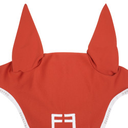 Bonnet anti-mouches en tissu technique avec logo GP Equestro Rouge brique / blanc