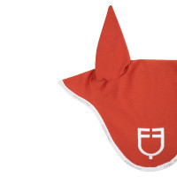 Bonnet anti-mouches en tissu technique avec logo GP Equestro Rouge brique / blanc