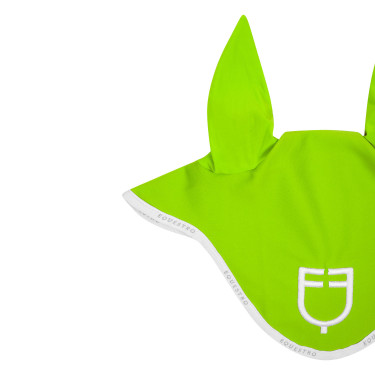 Bonnet anti-mouches en tissu technique avec logo GP Equestro Vert citron / blanc