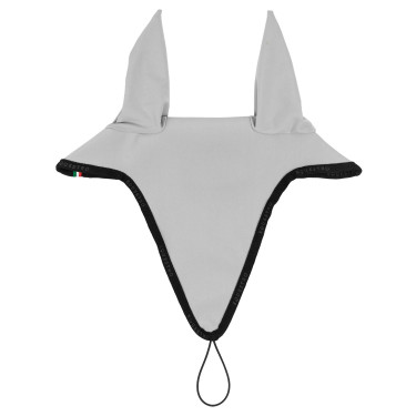 Bonnet anti-mouches en tissu technique avec attache au muserolle Equestro Gris clair / noir Bonnet anti-mouches en tissu technique avec attache au muserolle Equestro Gris clair / noir