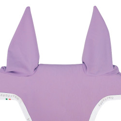 Bonnet anti-mouches en tissu technique avec attache au muserolle Equestro Lila / blanc Violet Bonnet anti-mouches en tissu technique avec attache au muserolle Equestro Lila / blanc Violet