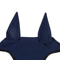 Bonnet anti-mouches en tissu technique avec attache au muserolle Equestro Marine / noir Bleu Bonnet anti-mouches en tissu technique avec attache au muserolle Equestro Marine / noir Bleu