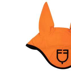 Bonnet anti-mouches en tissu perforé avec logo Black Line Edition Equestro Orange Bonnet anti-mouches en tissu perforé avec logo Black Line Edition Equestro Orange