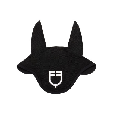 Bonnet anti-mouches en tissu perforé avec logo Black Line Edition Equestro Noir