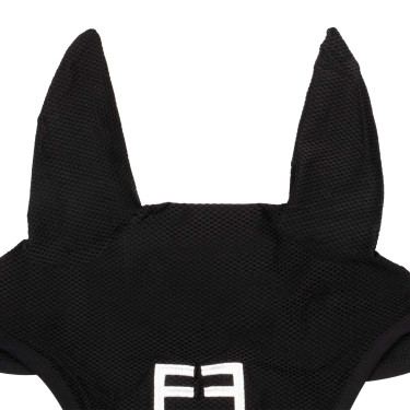 Bonnet anti-mouches en tissu perforé avec logo Black Line Edition Equestro Noir Bonnet anti-mouches en tissu perforé avec logo Black Line Edition Equestro Noir