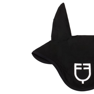 Bonnet anti-mouches en tissu perforé avec logo Black Line Edition Equestro Noir Bonnet anti-mouches en tissu perforé avec logo Black Line Edition Equestro Noir