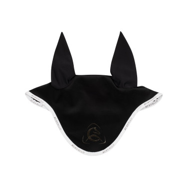 Bonnet anti-mouches en lycra avec logo en silicone Acavallo Noir / blanc Bonnet anti-mouches en lycra avec logo en silicone Acavallo Noir / blanc