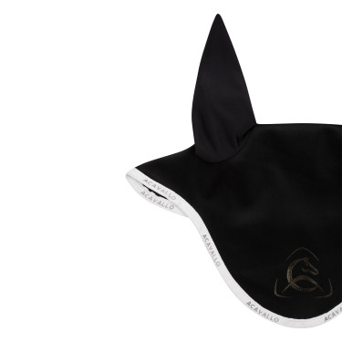Bonnet anti-mouches en lycra avec logo en silicone Acavallo Noir / blanc Bonnet anti-mouches en lycra avec logo en silicone Acavallo Noir / blanc
