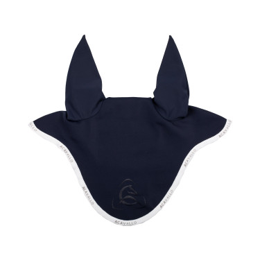 Bonnet anti-mouches en lycra avec logo en silicone Acavallo Bleu profond / blanc Bleu marine