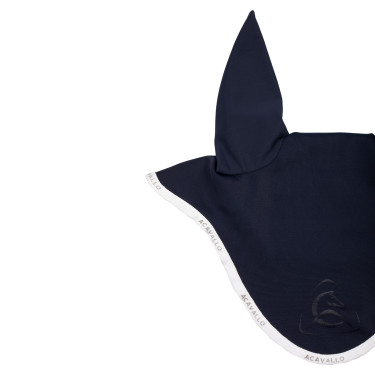 Bonnet anti-mouches en lycra avec logo en silicone Acavallo Bleu profond / blanc Bleu marine