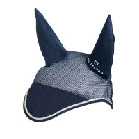 Bonnet anti-mouches en coton et tissu perforé Diamond Equestro Marine Bleu marine