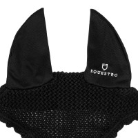 Bonnet anti-mouches en coton avec oreilles élastiques Equestro Noir Bonnet anti-mouches en coton avec oreilles élastiques Equestro Noir