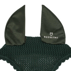 Bonnet anti-mouches en coton avec oreilles élastiques Equestro Vert