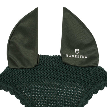 Bonnet anti-mouches en coton avec oreilles élastiques Equestro Vert Bonnet anti-mouches en coton avec oreilles élastiques Equestro Vert