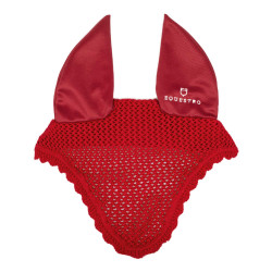Bonnet anti-mouches en coton avec oreilles élastiques Equestro Rouge
