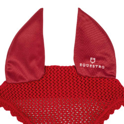 Bonnet anti-mouches en coton avec oreilles élastiques Equestro Rouge
