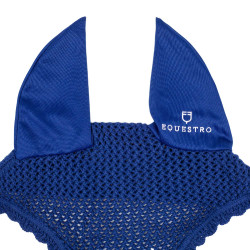 Bonnet anti-mouches en coton avec oreilles élastiques Equestro Bleu royal