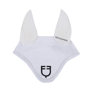 Bonnet anti-mouches en coton avec logo central New Style Equestro Blanc