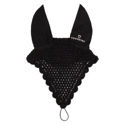 Bonnet anti-mouches en coton avec attache au licol Equestro Noir