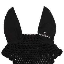 Bonnet anti-mouches en coton avec attache au licol Equestro Noir