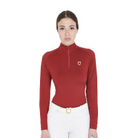 Base layer ajusté manches longues femme en tissu technique Equestro Noir / blanc