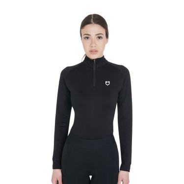 Base layer ajusté manches longues femme en tissu technique Equestro Noir / blanc Base layer ajusté manches longues femme en tissu technique Equestro Noir / blanc