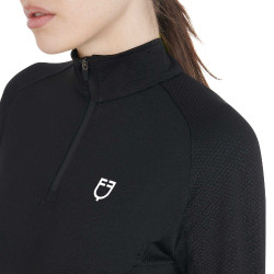 Base layer ajusté manches longues femme en tissu technique Equestro Noir / blanc Base layer ajusté manches longues femme en tissu technique Equestro Noir / blanc