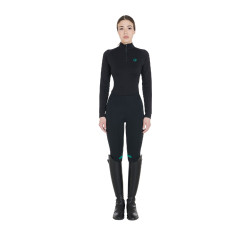 Base layer ajusté manches longues femme en tissu technique Equestro Noir / émeraude Base layer ajusté manches longues femme en tissu technique Equestro Noir / émeraude
