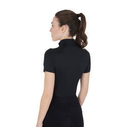 Base layer ajusté manches courtes femme en tissu technique Equestro Noir / lila Base layer ajusté manches courtes femme en tissu technique Equestro Noir / lila